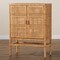 Baxton Studio Vivan Modern Bohemian Natural Brown Rattan and Mahogany Wood 3-Shelf Storage Cabinet 228-13134-ZORO - alternate 7